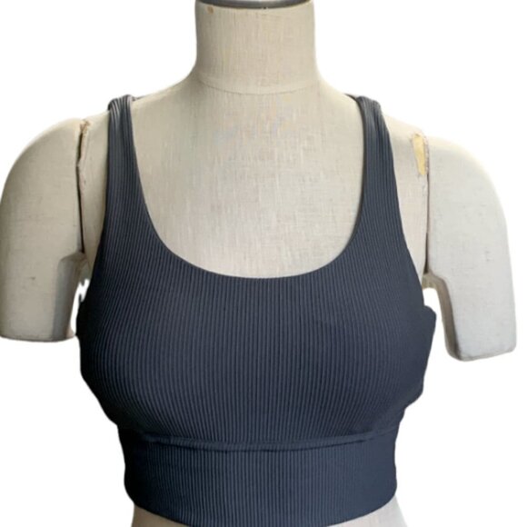 Ouber Padded Ribbed Sports Bra Criss-cross Back Strap XL Gray #56H - Picture 3 of 7
